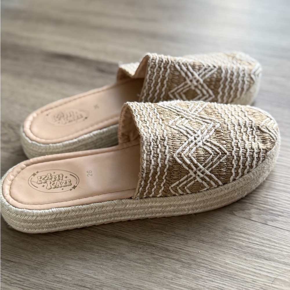 Tan Woven Mules for Women